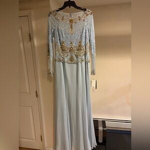 Black Label Light Blue Dress with Gold Detailing